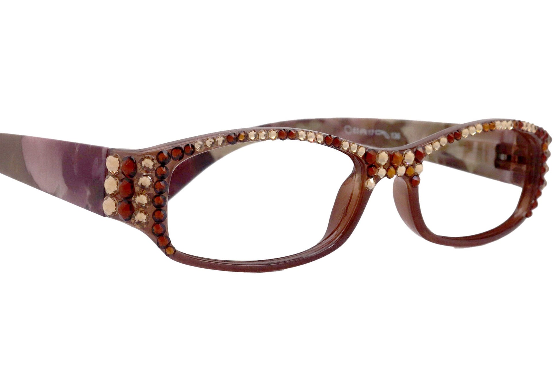 Rosie Bling Reading Glasses Women W (Ligth Colorado N Copper) Genuine European Crystals (Brown) NY Fifth Avenue