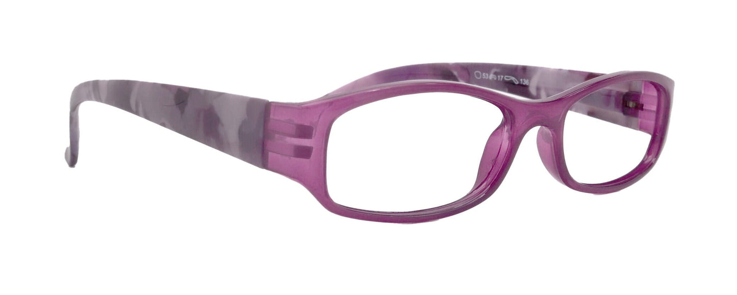 Rosie Premium Reading Glasses, Fashion Reader (Flower Purple) Print, Oval Shape +4 High Magnification, NY Fifth Avenue (Wide Frame)