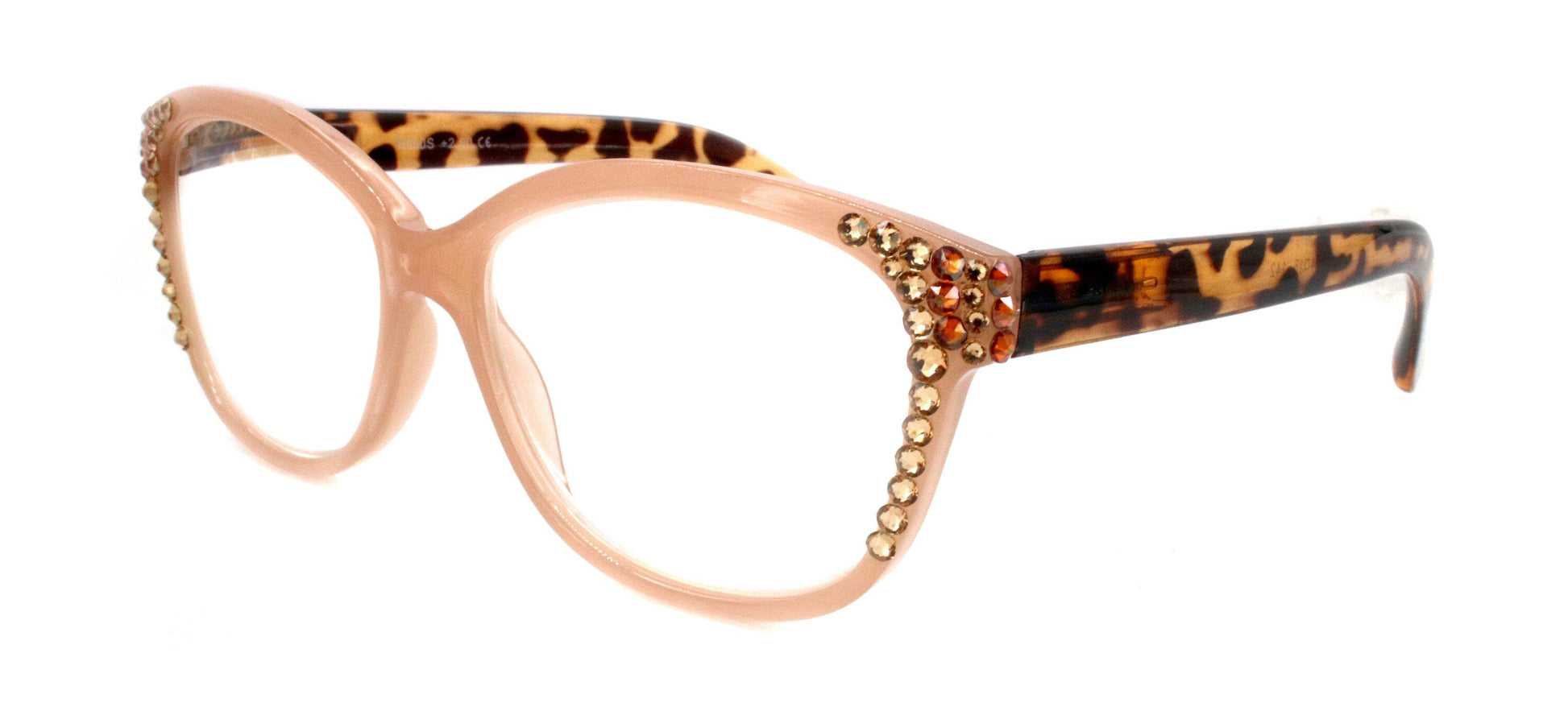 Savannah, (Bling) Reading Glasses 4 Women W (L. Colorado, Cooper) Genuine European Crystals +1.25..+3 (Tortoise Brown n Tan) NY Fifth Avenue