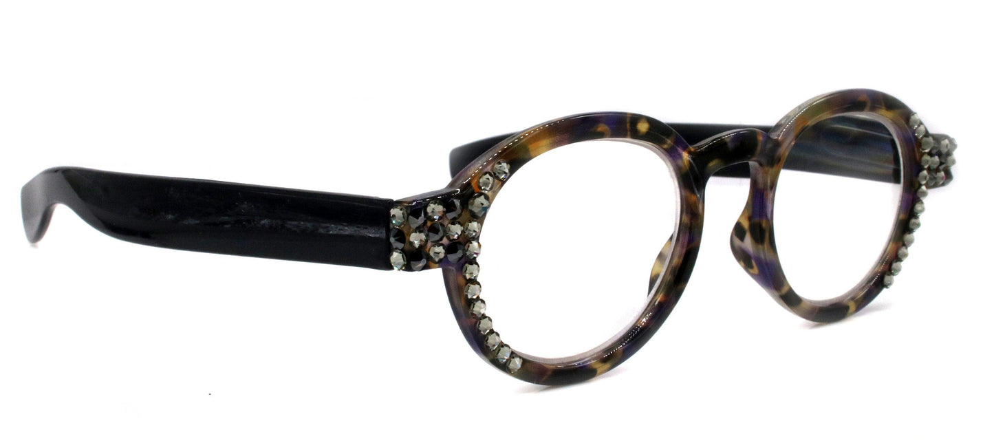 Zipora, (Bling) Reading Glasses Women W (Black Diamond, Hematite) Genuine European Crystals (Black, Tortoise Shell) NY Fifth Avenue.