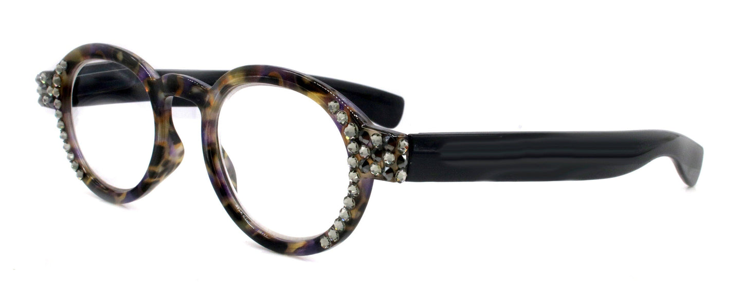 Zipora, (Bling) Reading Glasses Women W (Black Diamond, Hematite) Genuine European Crystals (Black, Tortoise Shell) NY Fifth Avenue.