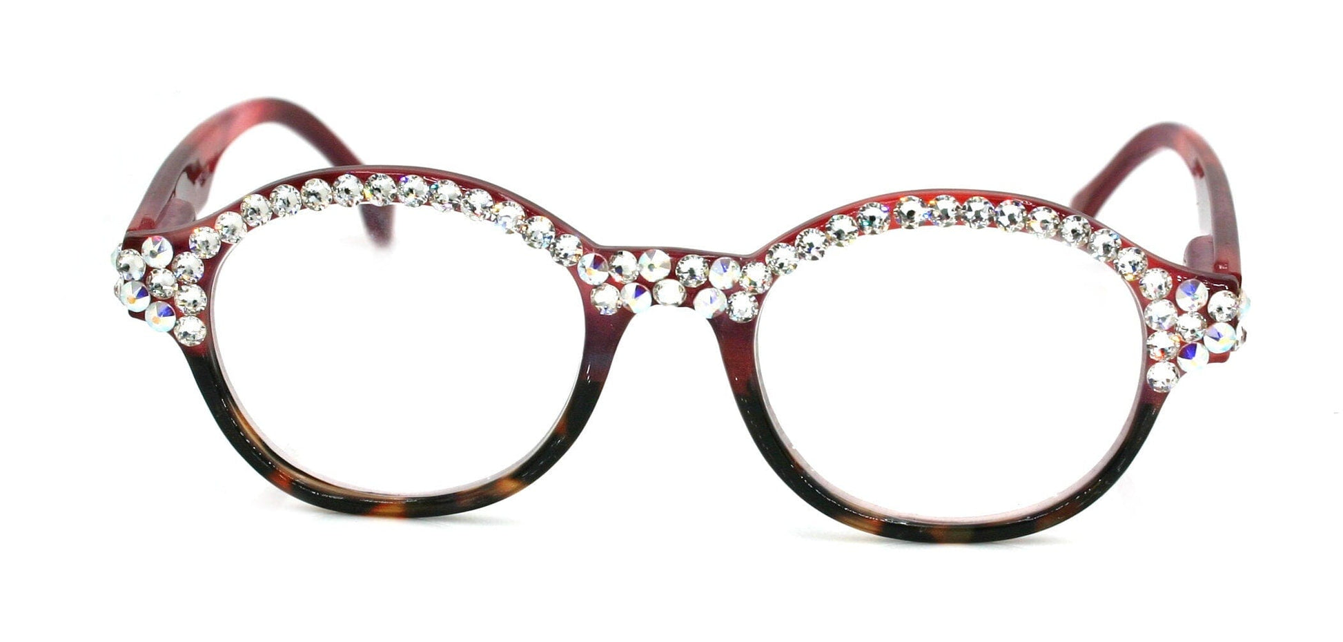 The Alchemist, (Bling) Round Women Reading Glasses W (Full TOP) (Clear, AB Aurora Borealis) Genuine European Crystals. NY Fifth Avenue