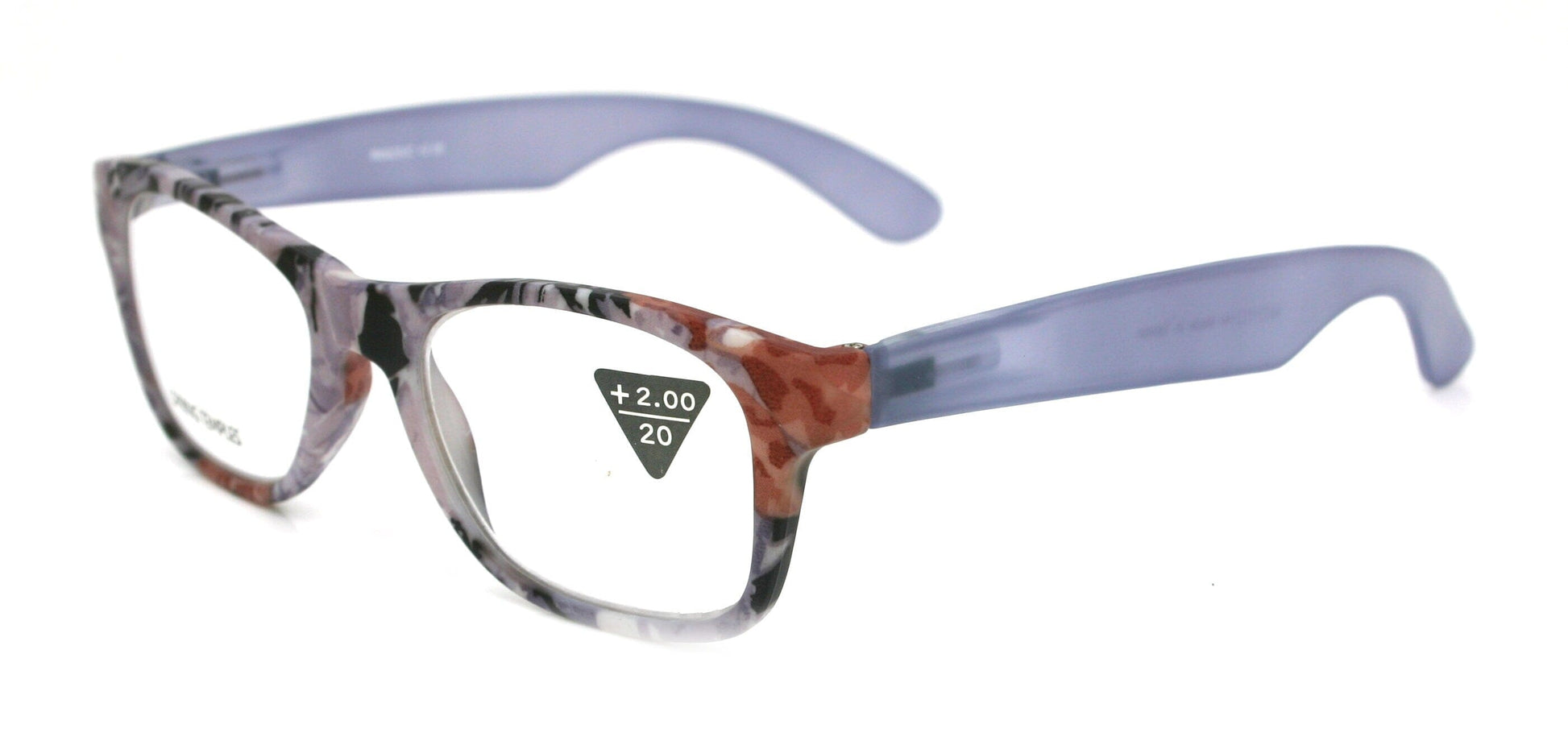 The Forester, (Premium) Reading Glasses, High End Reader +1.25 to +3 Magnifying Wayfarer Style (Blue Camouflage) Frame. NY Fifth Avenue