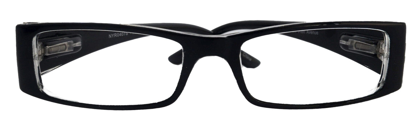 The French (Fleur De Lis) Bayonetta-style, Black rectangular High-End Women Reading Glasses Spring temple Optical Frame NY Fifth Avenue