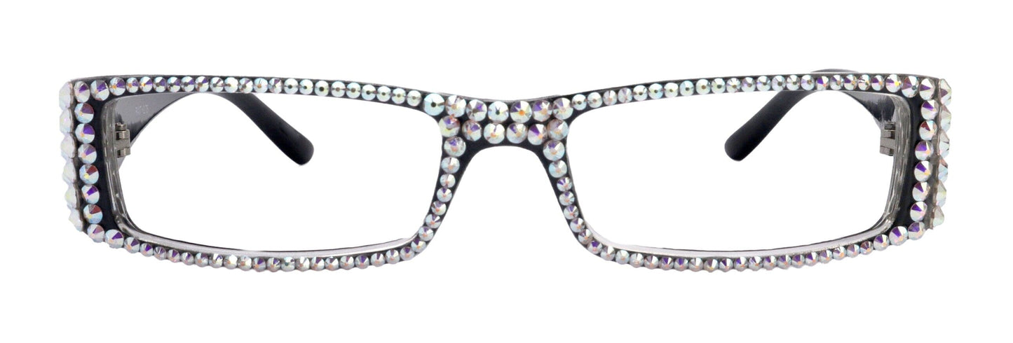 The French, (Full Bling) (Fleur De Lis) Women Reading Glasses W (AB Aurora Borealis) Genuine European Crystals , NY Fifth Avenue