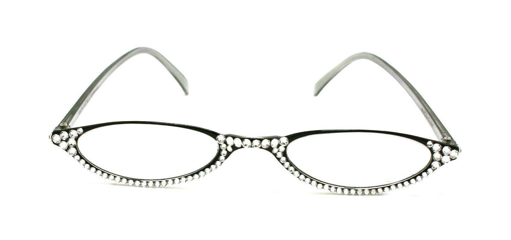 The Marvelous, (Bling) Women Reading Glasses W (Full Bottom) (Clear) European Crystals (Black) +1.50..+3.00 Lower Nose, NY Fifth Avenue