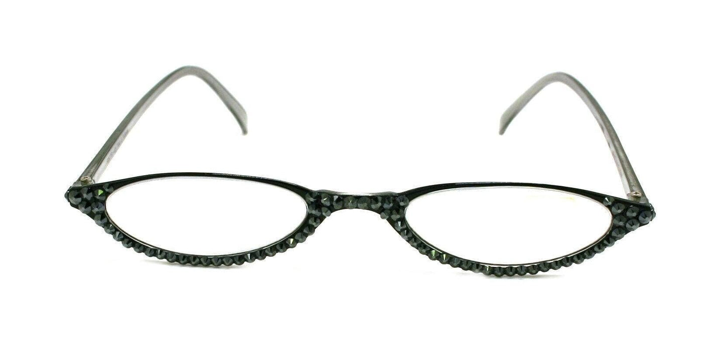 The Marvelous, (Bling) Women Reading Glasses W (Full Bottom) (Hematite) Genuine European Crystals +1.50..+2.75 (Black) NY Fifth Avenue