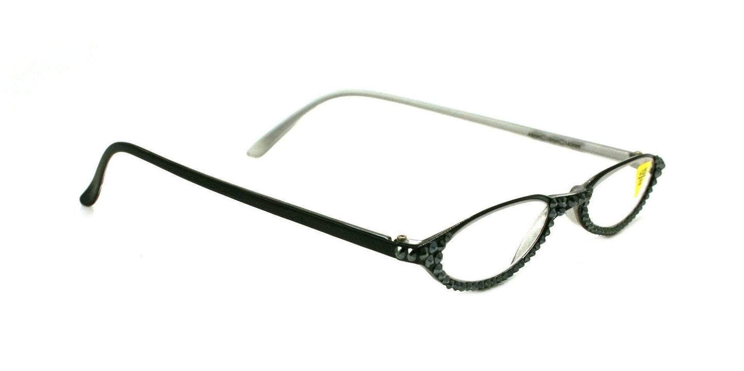 The Marvelous, (Bling) Women Reading Glasses W (Full Bottom) (Hematite) Genuine European Crystals +1.50..+2.75 (Black) NY Fifth Avenue