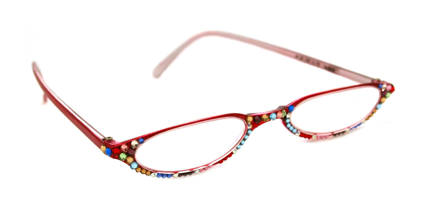 The Marvelous, (Bling) Women Reading Glasses W (Full Bottom) (Multi Color) European Crystals +1.50 ..+2.75 Magnifying (Red) NY Fifth Avenue