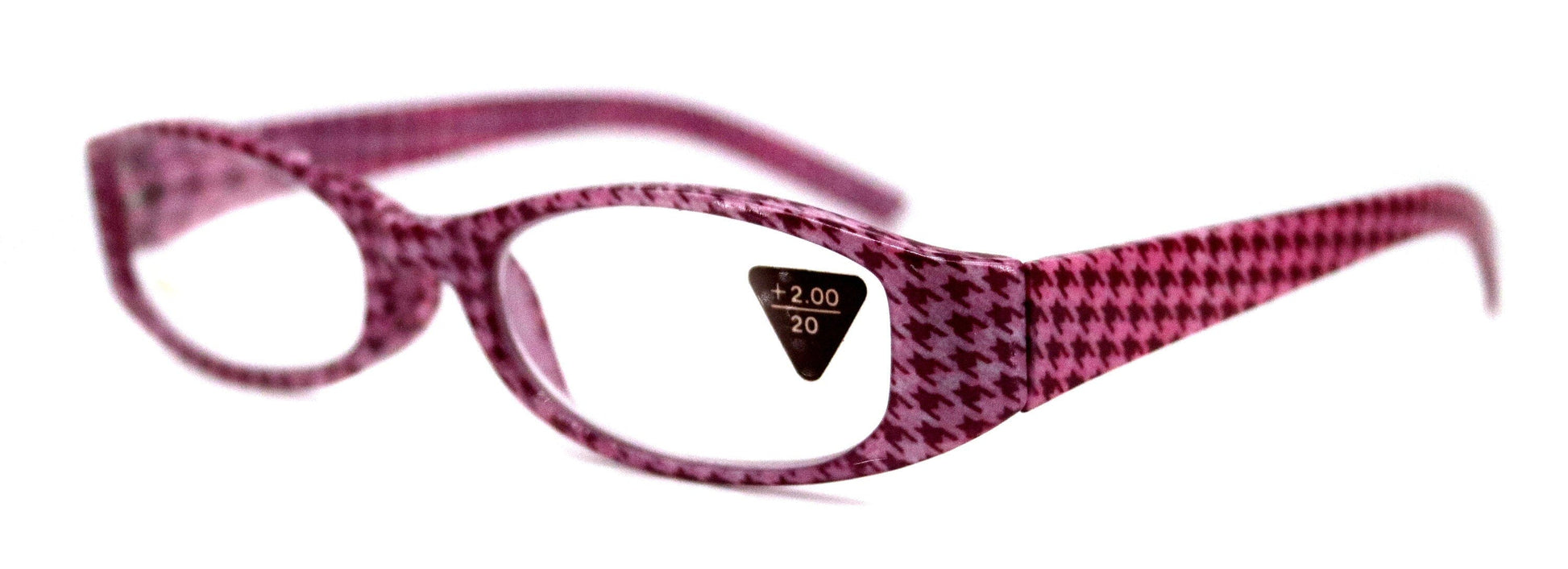 The Scottish, (Premium) Reading Glasses, High End Readers (Pink) Hound Tooth +1.25.. +3 Magnifying Eyeglasses. Houndstooth NY Fifth Avenue