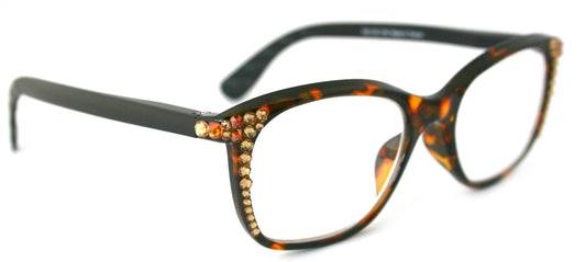 Venus, (Bling) Women Reading Glasses W(Light Colorado, Cooper)Genuine European Crystals(Black, Tortoise Br Leopard Square, NY Fifth Avenue.