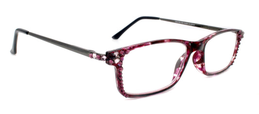 Vienna, (Bling) Women Reading Glasses W (Light Amethyst, Amethyst) (Tortoise Shell + Purple) NY Fifth Avenue