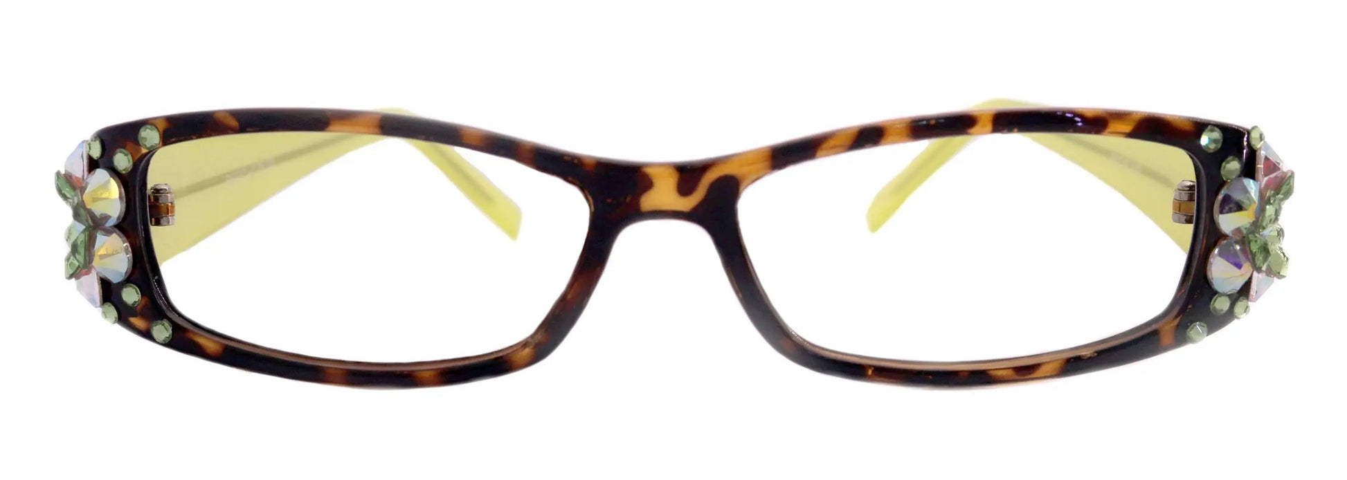 All Favorite, (Bling) Reading Glasses Women Adorned W European Crystals  (Tortoise Brown) Frame +4 +4.5 +5 +6 NY Fifth Avenue.