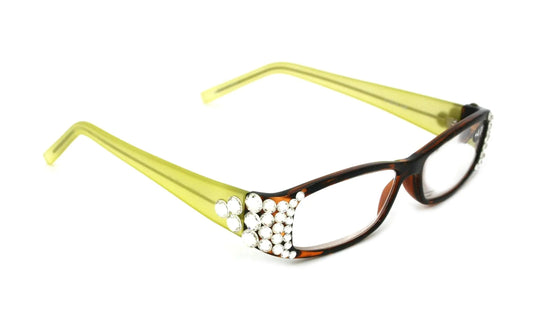 All Favorite, (Bling) Reading Glasses Women Adorned W (Clear)   (Tortoise Brown, Green) Frame +4 +4.5 +5 +6 NY Fifth Avenue.
