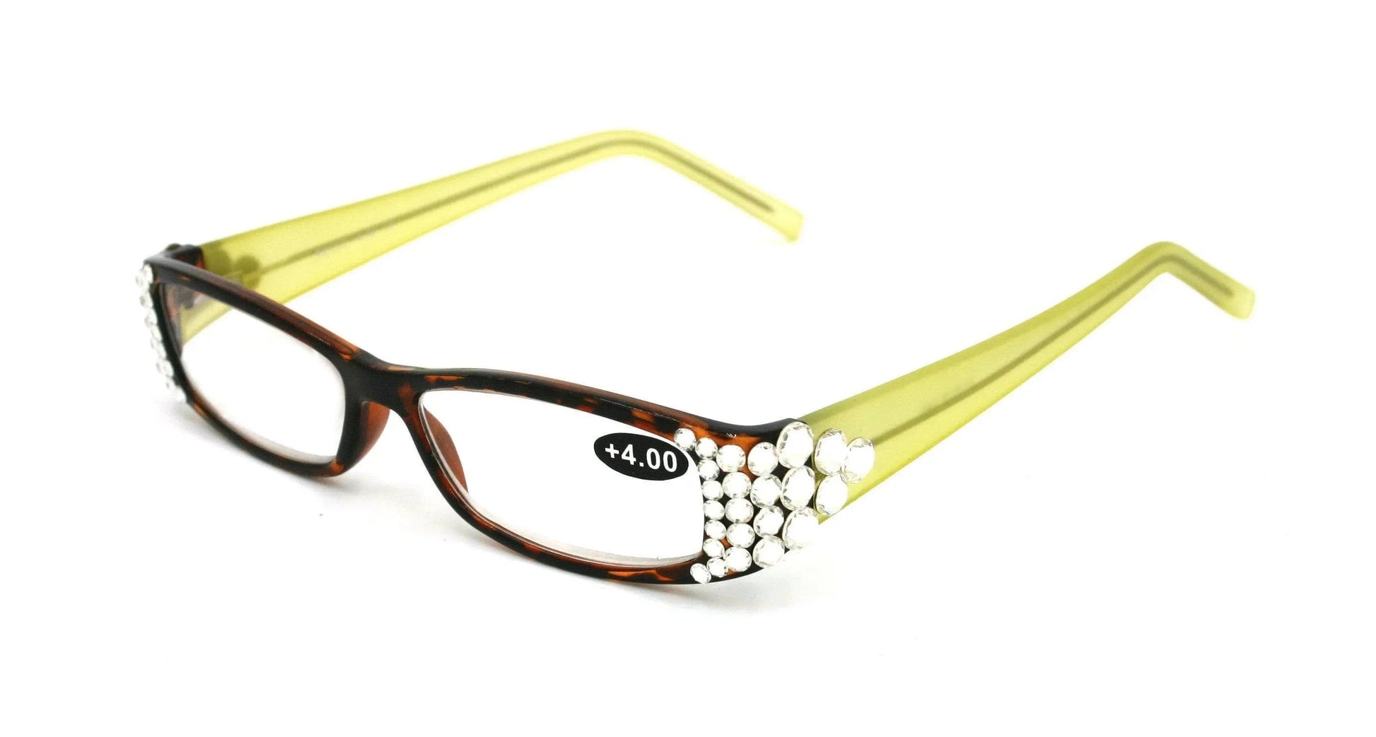 All Favorite, (Bling) Reading Glasses Women Adorned W (Clear)   (Tortoise Brown, Green) Frame +4 +4.5 +5 +6 NY Fifth Avenue.