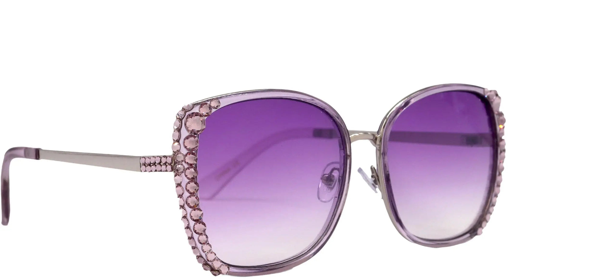 Bling Women Sunglasses Adorned W (Amethyst)Genuine European Crystals 100% UV Protection (Purple) Square Translucent, NY Fifth Avenue