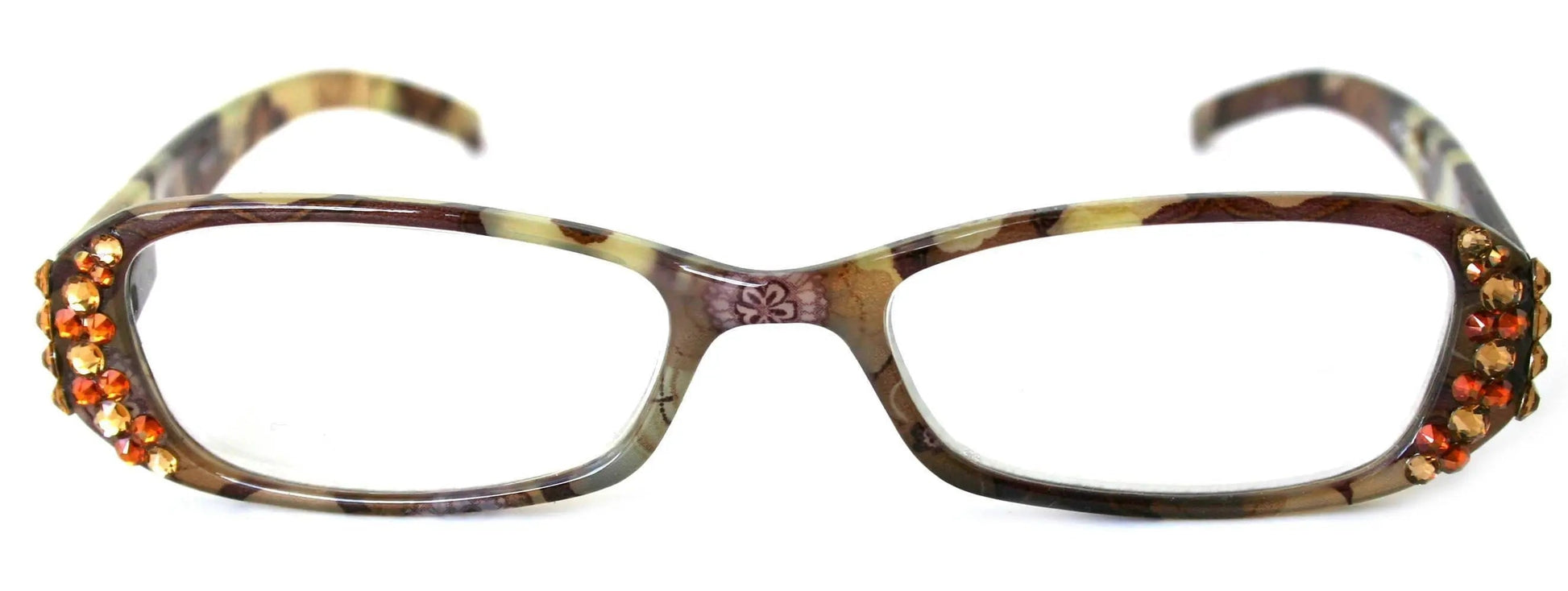 Blossom, (Bling) Reading Glasses for Women W (Light Colorado, Cooper)    +1.50..+4 +4.50 +6 (Floral Brown) NY Fifth Avenue.