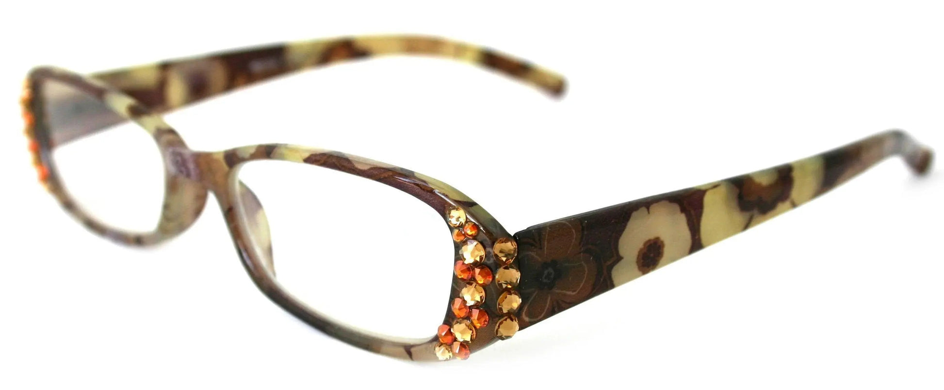 Blossom, (Bling) Reading Glasses for Women W (Light Colorado, Cooper)    +1.50..+4 +4.50 +6 (Floral Brown) NY Fifth Avenue.