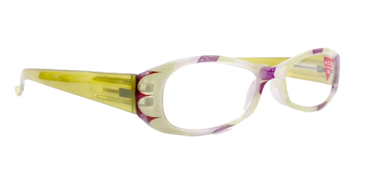 Dashing Stripes, (Premium) Reading Glasses High End Reader +1.25..+3 Magnifying, Rectangular (Green, Purple) Optical Frame. NY Fifth Avenue