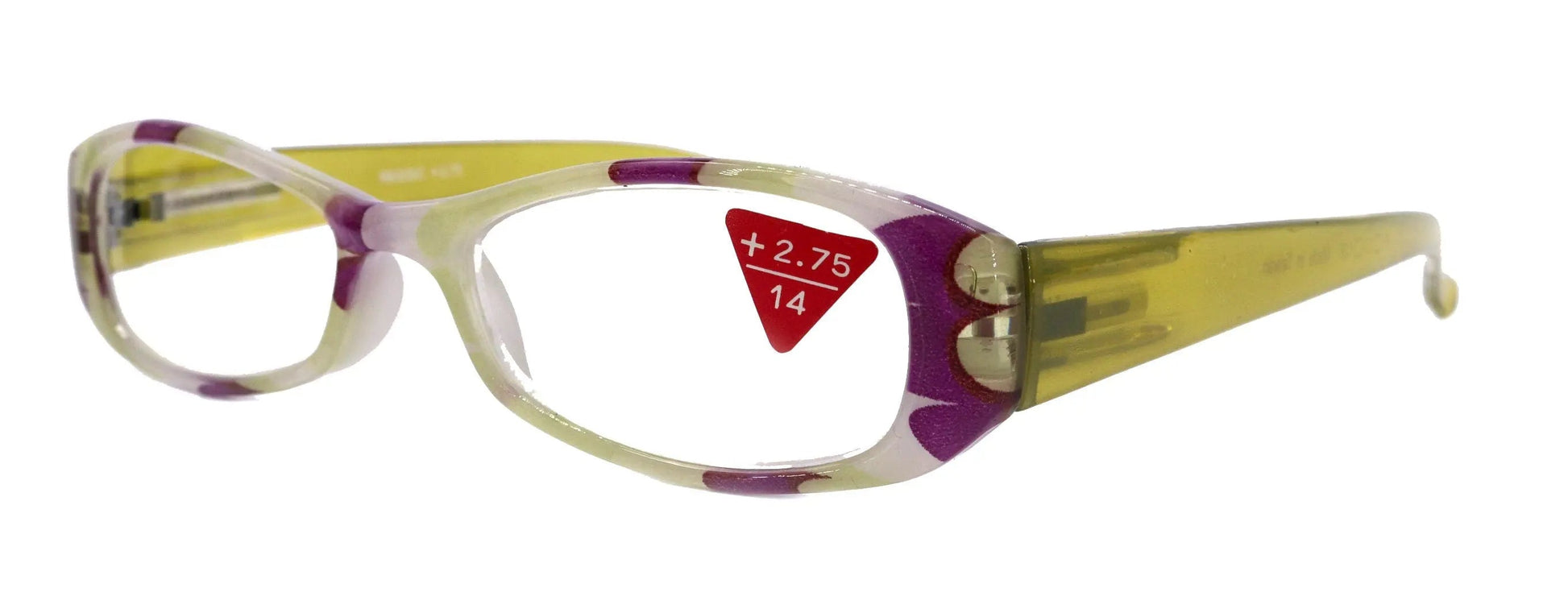 Dashing Stripes, (Premium) Reading Glasses High End Reader +1.25..+3 Magnifying, Rectangular (Green, Purple) Optical Frame. NY Fifth Avenue