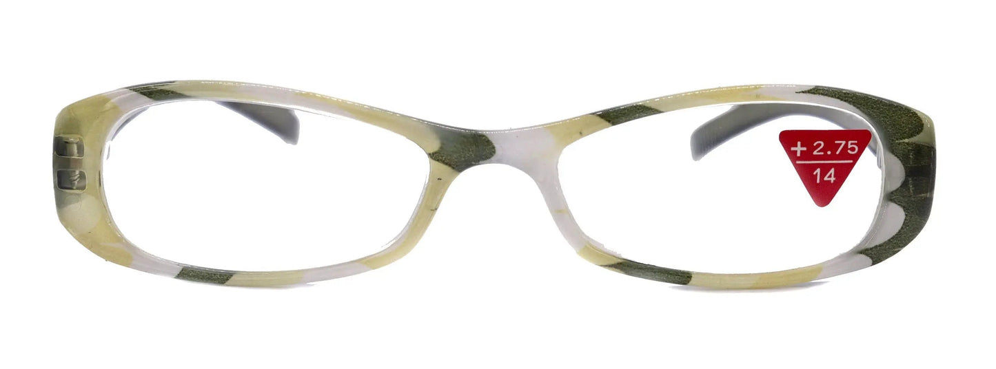 Dashing Stripes, (Premium) Reading Glasses High End Reader +1.25..+3.25 Magnifying Rectangular (Green, Yellow) Optical Frame NY Fifth Avenue