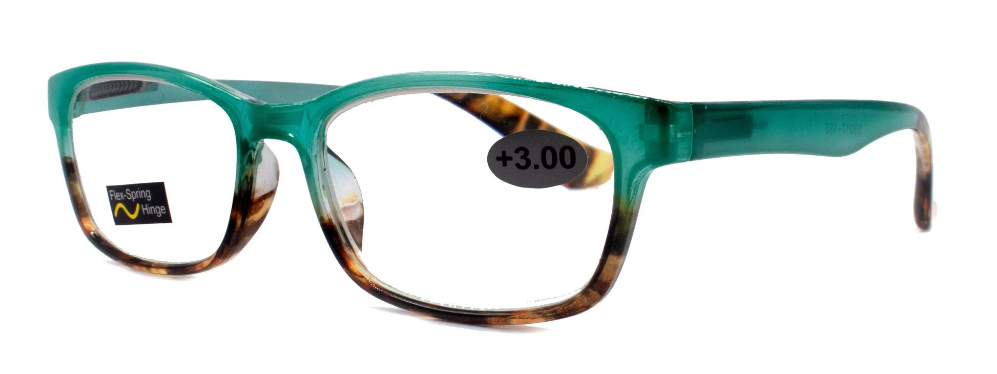 Desiree, (Premium) Reading Glasses, High End Reader +1.25..+3 Magnifying Wayfarer Style (Teal Tortoise Brown) Optical Frame. NY Fifth Avenue