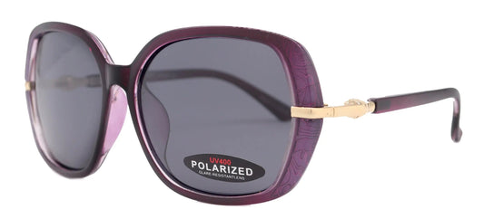 Ellis, (Polarized) Women Sunglasses, 1.1mm Polarized Grey Lenses 100% UVA-B Protection (Purple) (Square) Trendy Metal Temple NY Fifth Avenue