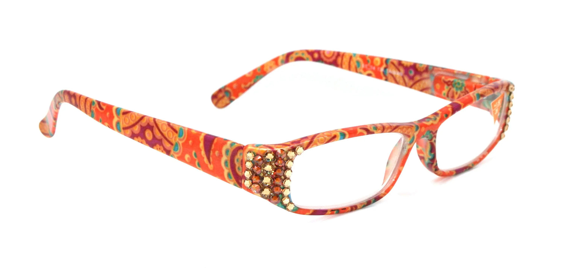 Florence, (Bling) Reading Glasses For Women W (Light Colorado, Cooper) +1.25.. +3 (Orange, Gold) Paisley. NY Fifth Avenue