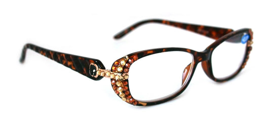 Glamour Quilted, (Bling) Reading Glasses For Women W (L. Colorado, Cooper) Genuine European Crystals Rectangular, NY fifth avenue 