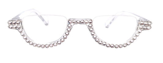 Half Moon Readers, (Bling) Reading Glasses For Woman W (Clear) Genuine European Crystals, (Translucent) Lower Nose Frame, NY Fifth Avenue 