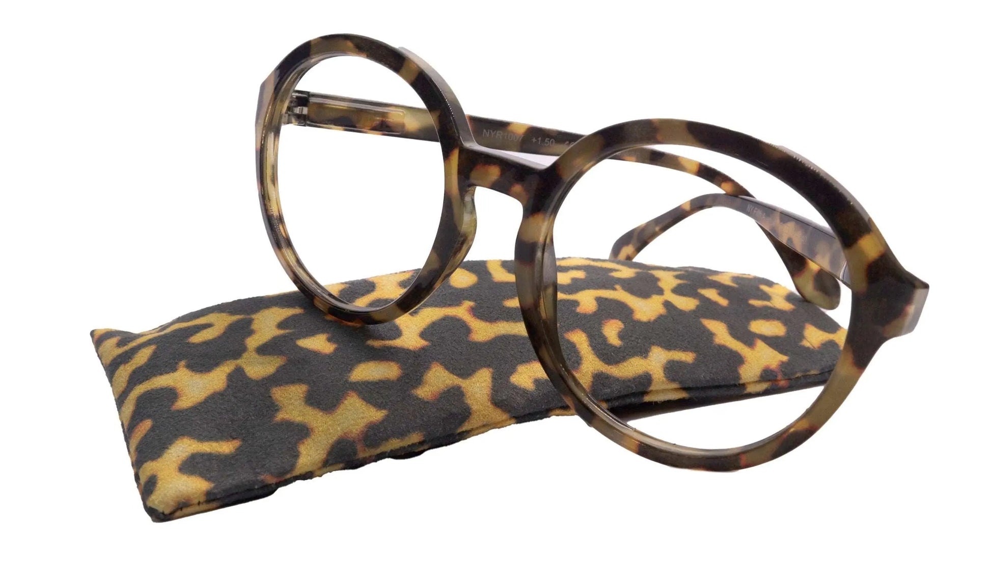 Jackie O, (Premium) Women Reading Glasses, High End Readers (Leopard) (Oversize Large Round) Magnifying Eyeglasses, Optical, NY Fifth Avenue 