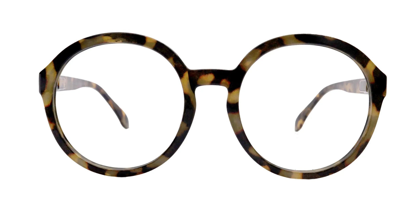 Jackie O, (Premium) Women Reading Glasses, High End Readers (Leopard) (Oversize Large Round) Magnifying Eyeglasses, Optical, NY Fifth Avenue 