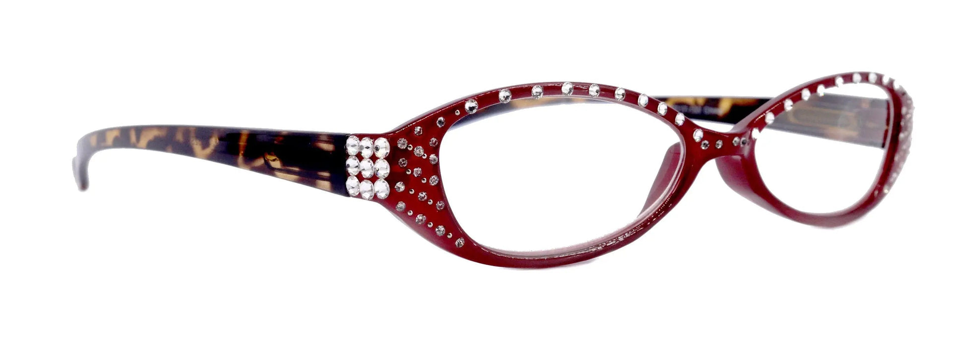 Lucky, (Bling) Women Reading Glasses W (Clear) Genuine European Crystals, Magnifying, Cat Eyes (Red, Tortoise Shell) Cat eye NY Fifth Avenue 