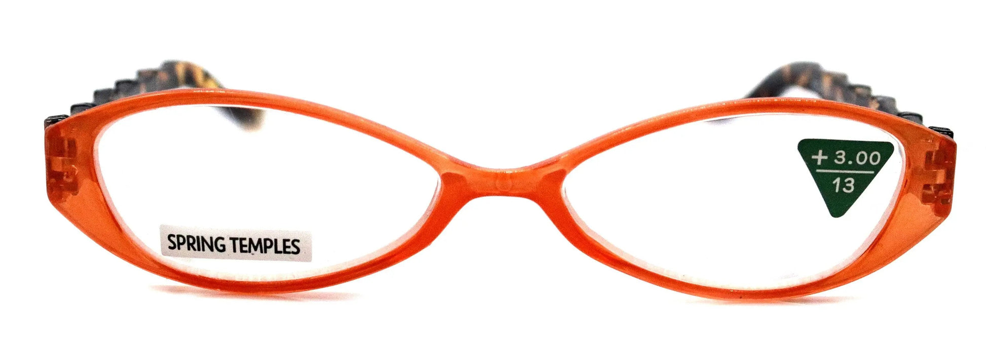 Lucky, (Premium) Reading Glasses, High End Readers +1.25 +1.50 +1.75 .. +3 Cat Eye. Bamboo Temple. (Orange) Optical Frames NY Fifth Avenue.