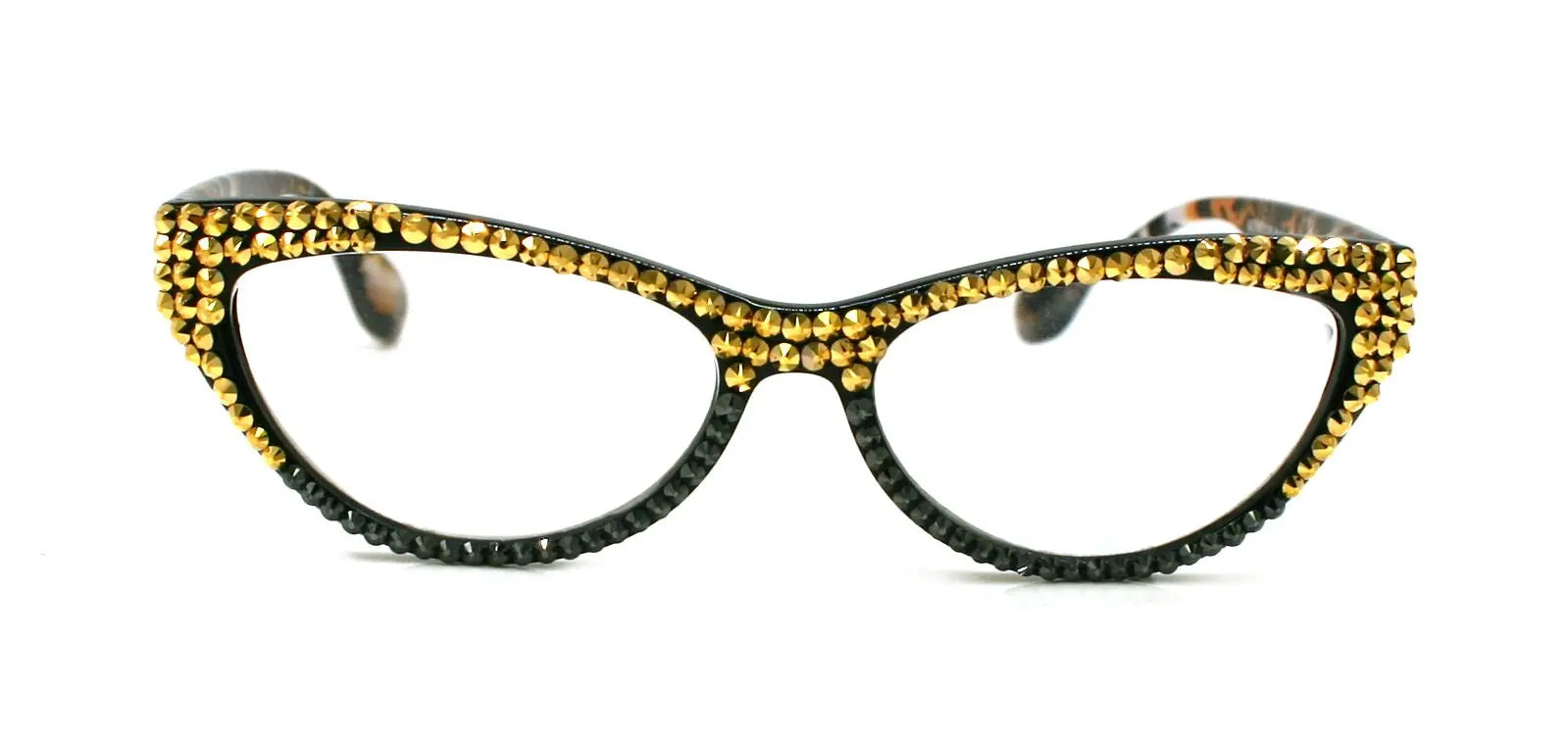 Lynx, (Bling) Women Reading Glasses W (Full TOP) (Golden Shadow) Genuine European Crystals, Cat Eyes Tiger Print +1.50..+3 NY Fifth Avenue