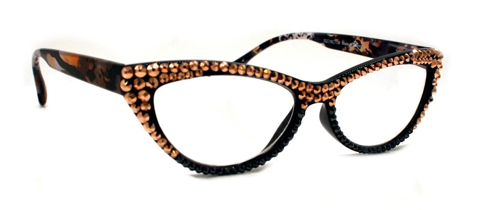 Lynx, (Bling) Women Reading Glasses W (Full TOP) (Rose Gold) Genuine European Crystals, Cat Eye, Tiger Print , NY Fifth Avenue. 