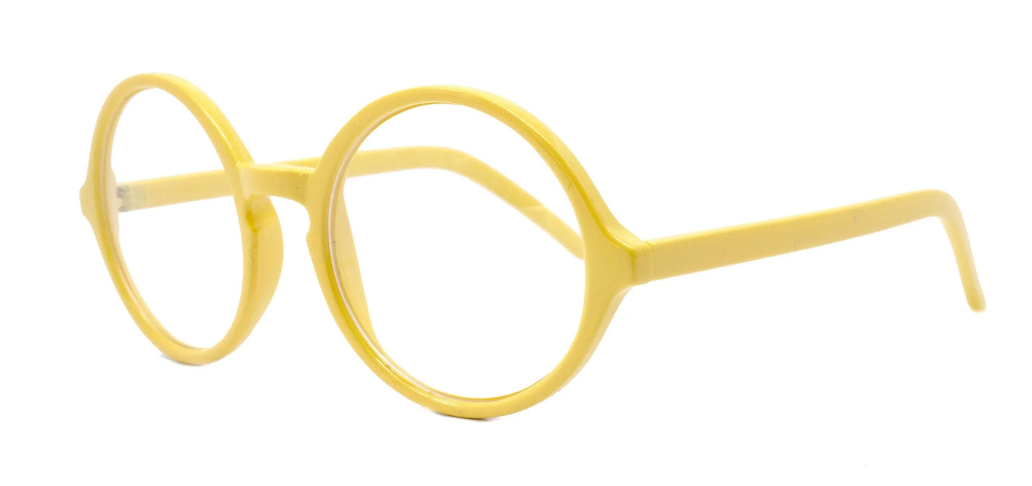Mabel, (Premium) True Round vintage Reading Glasses) (Yellow) Circle Eye, Medium,  NY Fifth Avenue 