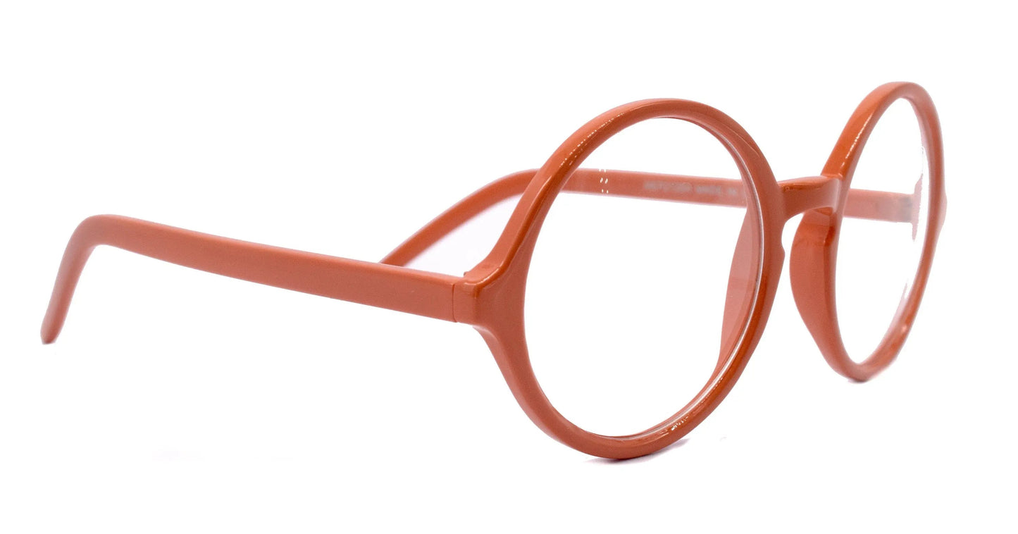 Mabel, (Premium) True Round vintage eyeglasses (NON Prescription) (Orange) Circle Eye, Medium, Protective Eyewear. NY Fifth Avenue 