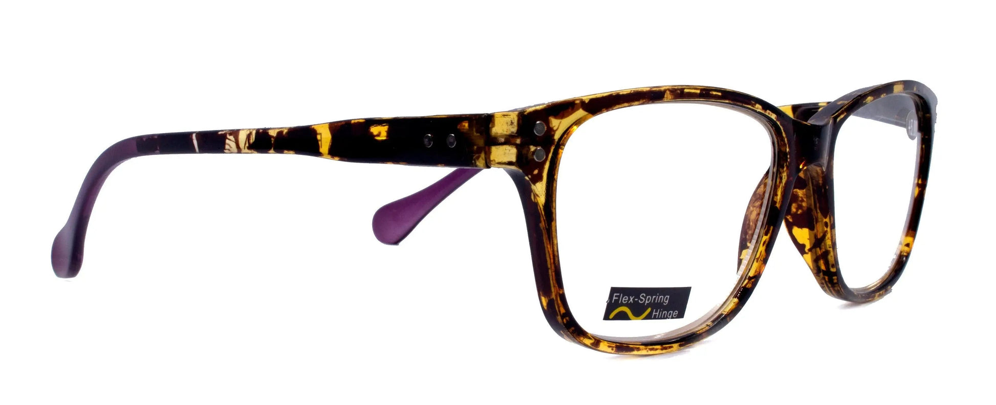Milan, (Premium) Reading Glasses HighEnd Reader +1.25..+3 Magnifying Optical Square Wayfarer Style Tortoise Brown n (Purple) NY Fifth Avenue