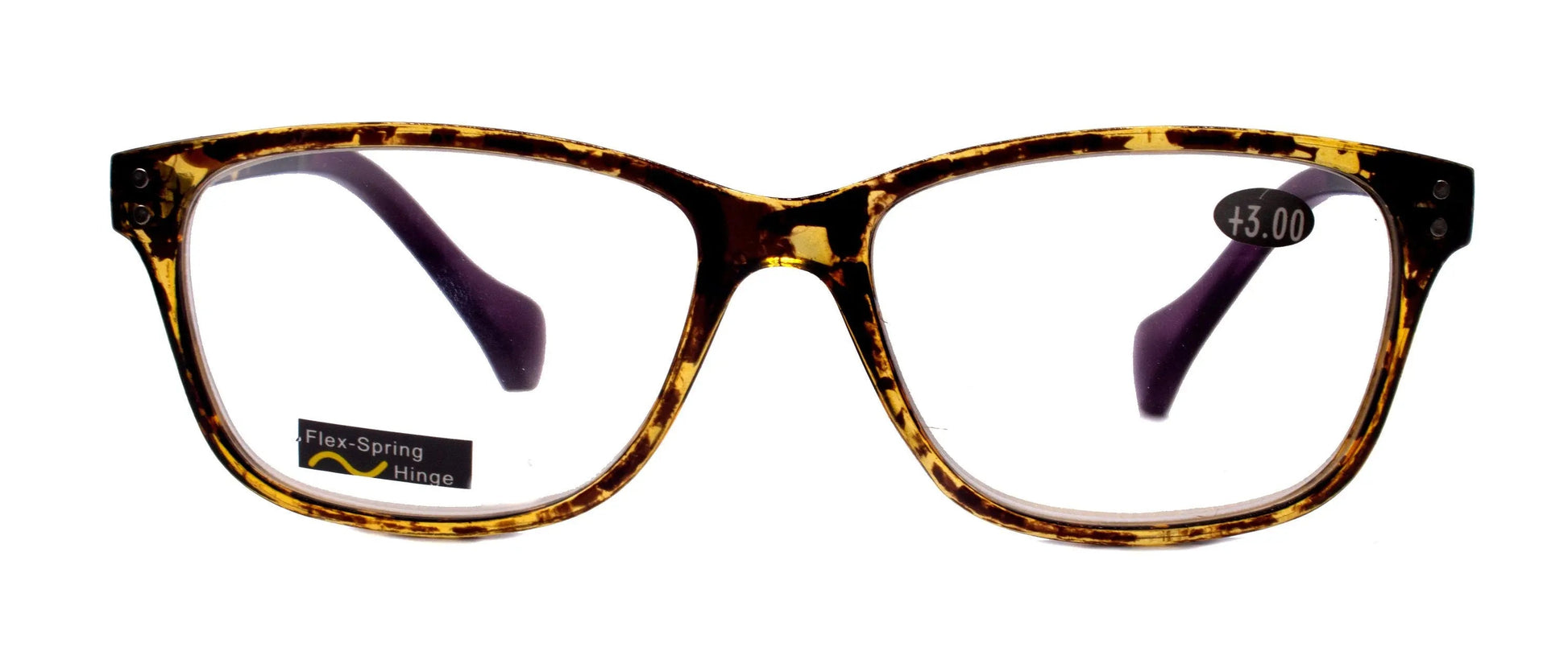 Milan, (Premium) Reading Glasses HighEnd Reader +1.25..+3 Magnifying Optical Square Wayfarer Style Tortoise Brown n (Purple) NY Fifth Avenue