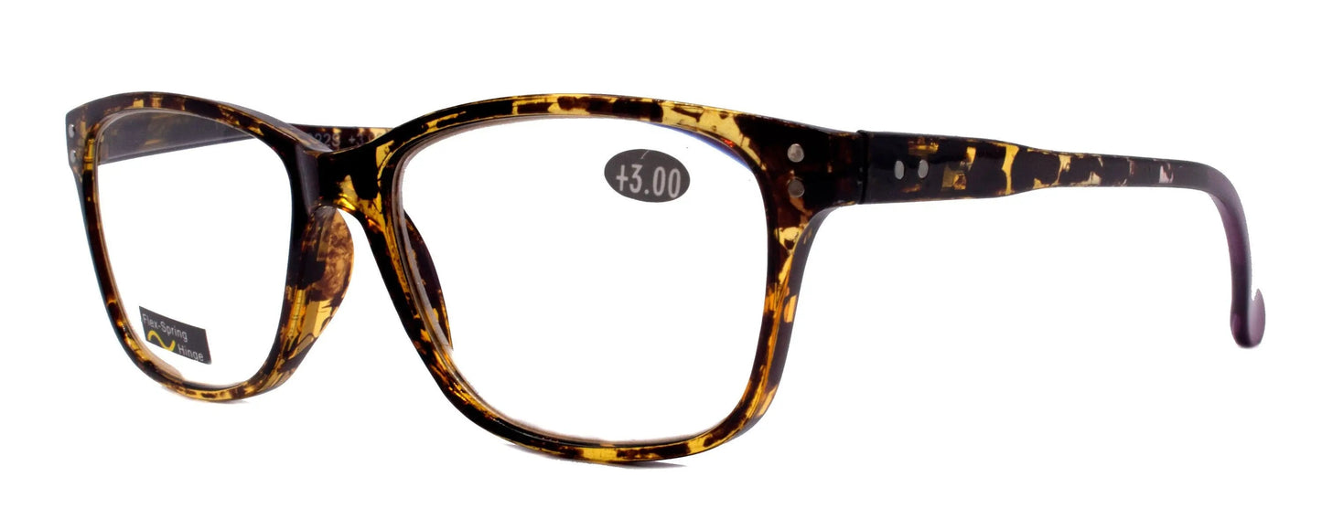 Milan, (Premium) Reading Glasses HighEnd Reader +1.25..+3 Magnifying Optical Square Wayfarer Style Tortoise Brown n (Purple) NY Fifth Avenue