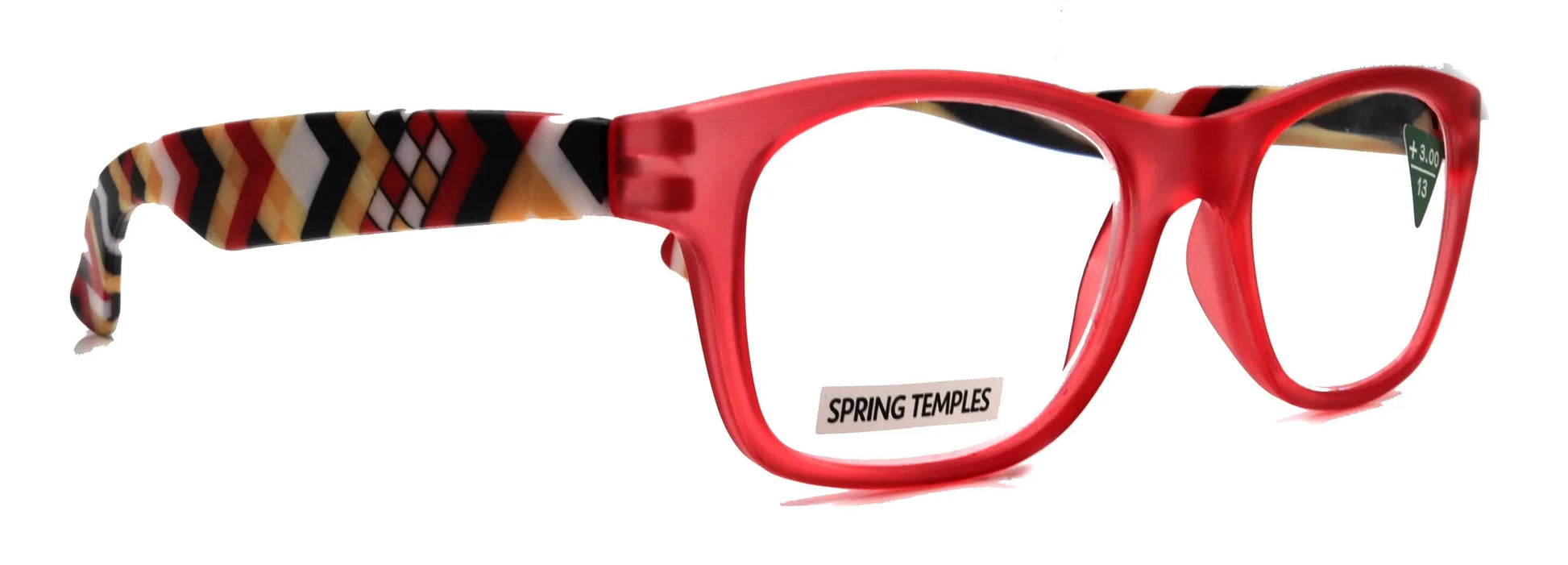 Monet, (Premium) Reading Glasses High End Readers +1..+3 Magnifying Translucent (Red) (Orange) Chevron Square Optical Frame. NY Fifth Avenue