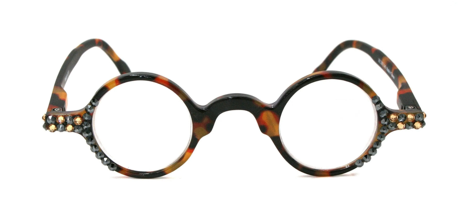 Picasso, (Bling) Women Reading Glasses W (Light Colorado, Cooper) Genuine European Crystals, Round  (Brown) Tortoiseshell. NY Fifth Avenue 