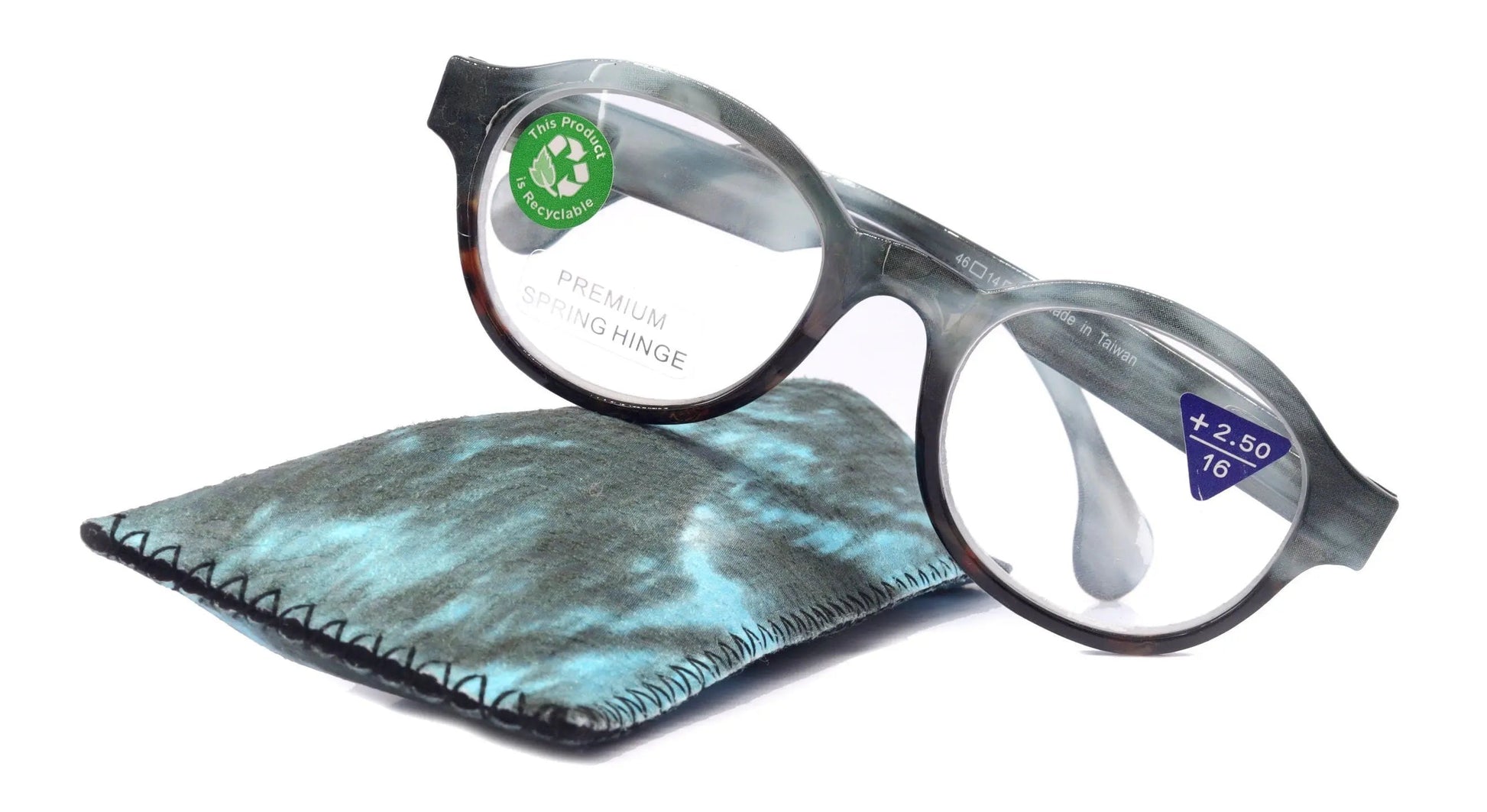 The ALCHEMIST, (Premium) Reading Glasses, Round Frame  +1.25 .. +3 Magnifying Eyeglasses (Marble Blue) Circle Style. NY Fifth Avenue