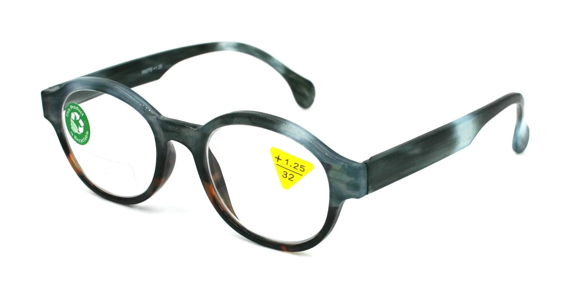 The ALCHEMIST, (Premium) Reading Glasses, Round Frame  +1.25 .. +3 Magnifying Eyeglasses (Marble Blue) Circle Style. NY Fifth Avenue