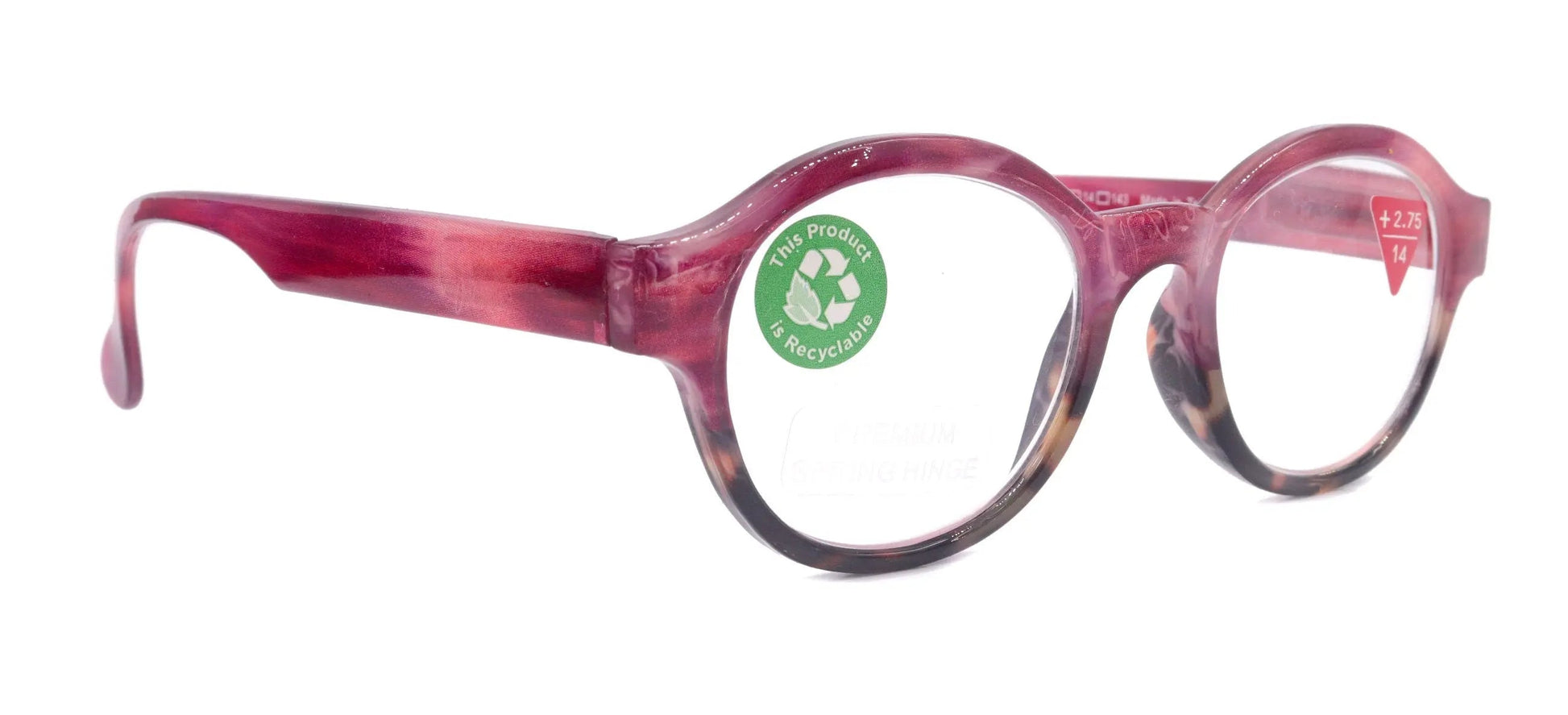 The ALCHEMIST, (Premium) Reading Glasses, Round Frame  +1.25 .. +3 Magnifying Eyeglasses (Marble Pink) Circle Style. NY Fifth Avenue
