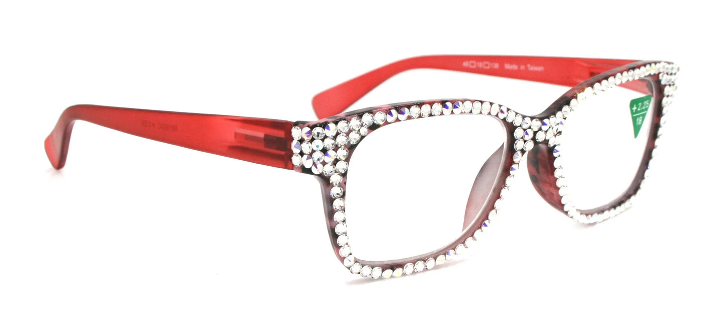 The Bohemian, (Bling) Women Reading Glasses W (Full All Over) (Clear, AB Aurora Borealis) Genuine European Crystals. NY Fifth Avenue 