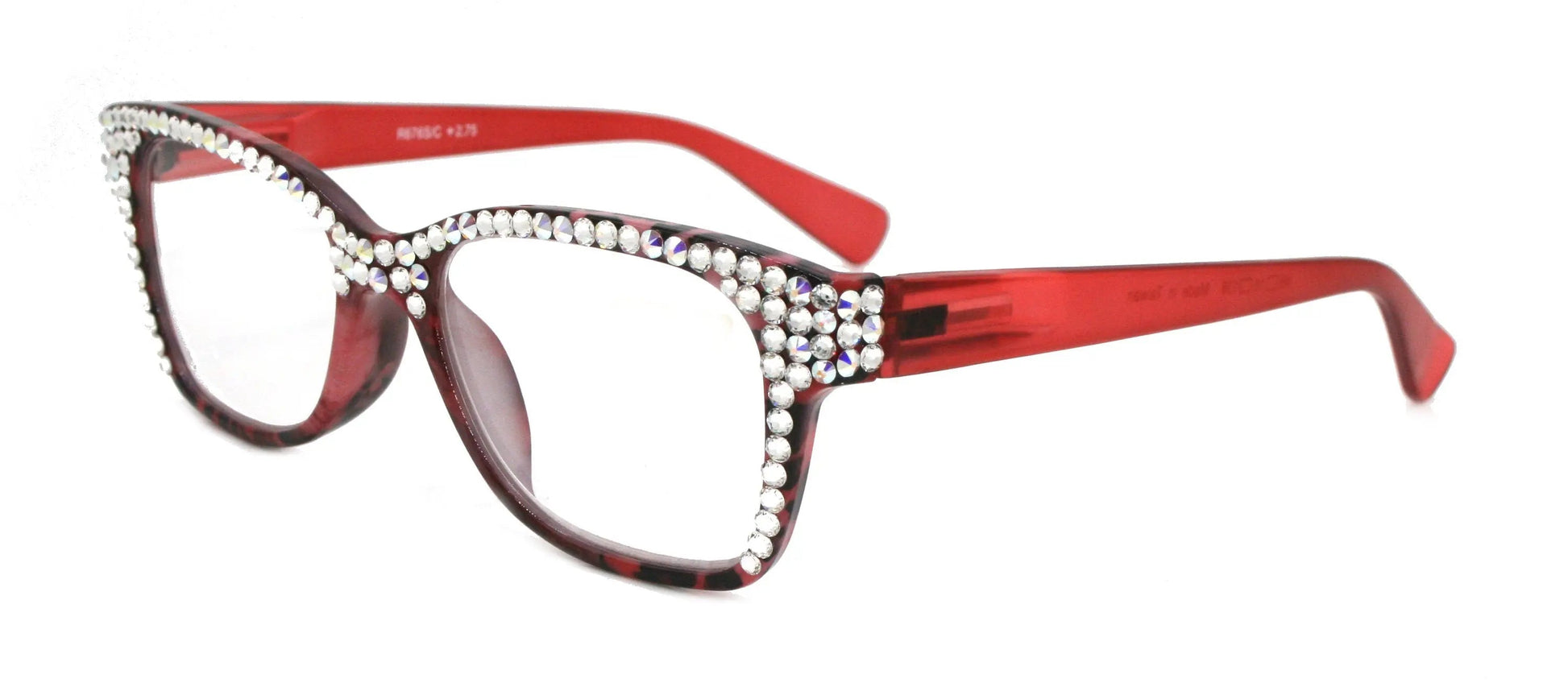 The Bohemian, (Bling) Women Reading Glasses W (Full Top) (Clear, AB Aurora Borealis) Genuine European Crystals. (Black, Red) NY Fifth Avenue 