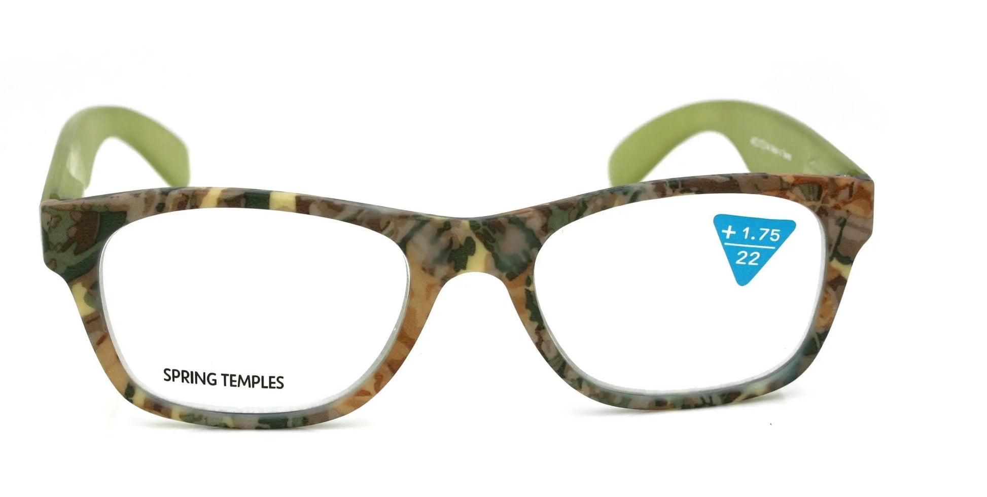 The Forester, (Premium) Reading Glasses, High End Reader +1.25 to +3 Magnifying Wayfarer Style (Green Camouflage) Frame. NY Fifth Avenue
