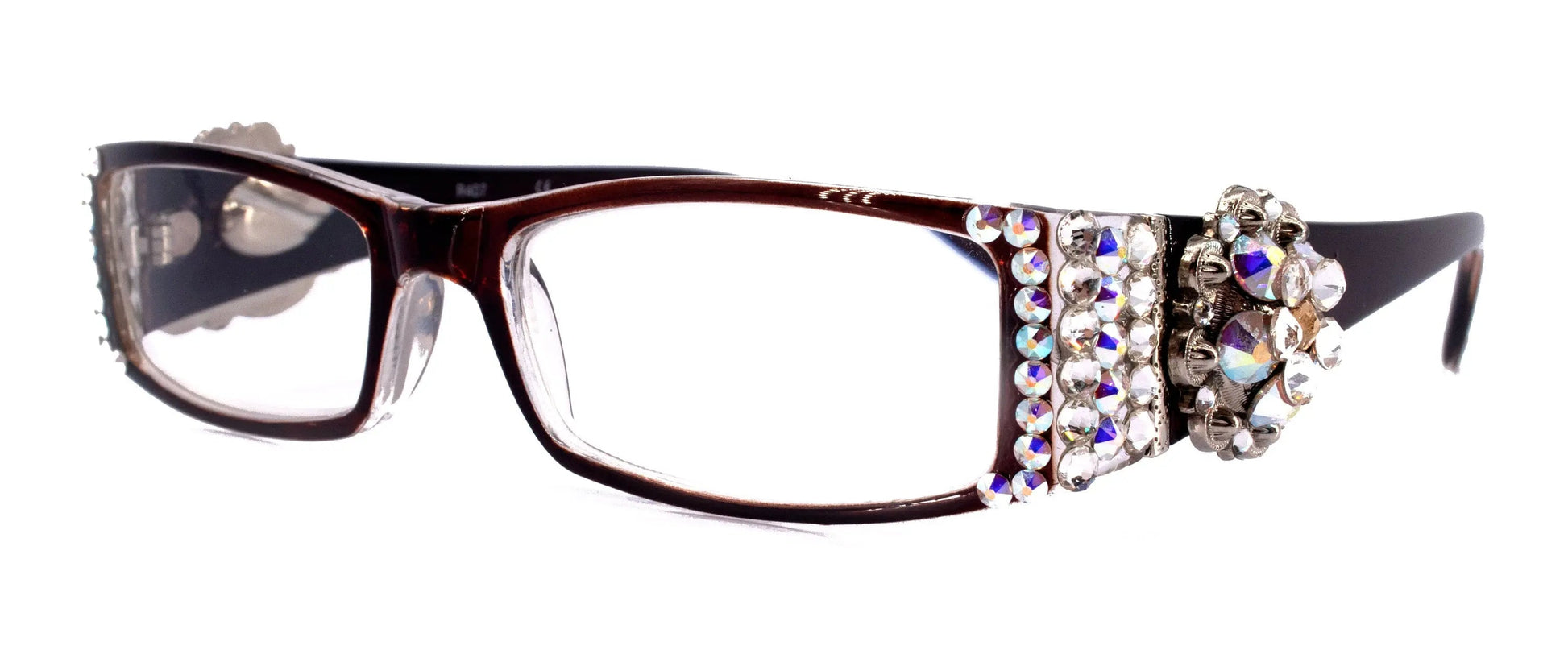 The Medallion, (Bling) Reading Glasses for Women W (Clear, AB Aurora Borealis) Genuine European Crystals Western Concho NY Fifth Avenue 